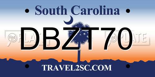 DBZT70 South Carolina License Plate