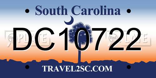 DC10722 South Carolina License Plate