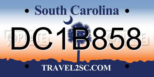 DC1B858 South Carolina License Plate