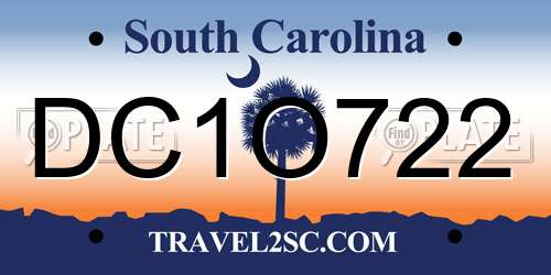 DC1O722 South Carolina License Plate