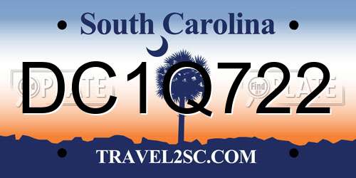 DC1Q722 South Carolina License Plate