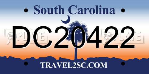 DC20422 South Carolina License Plate