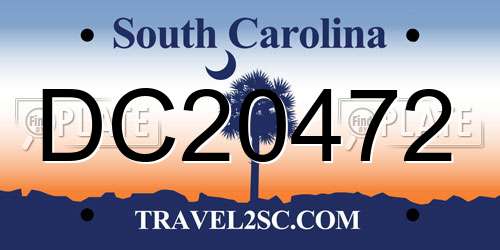 DC20472 South Carolina License Plate