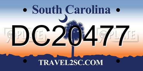 DC20477 South Carolina License Plate