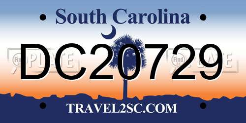 DC20729 South Carolina License Plate
