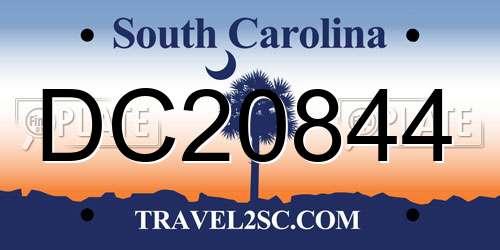 DC20844 South Carolina License Plate