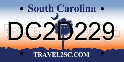 DC2D229 South Carolina License Plate