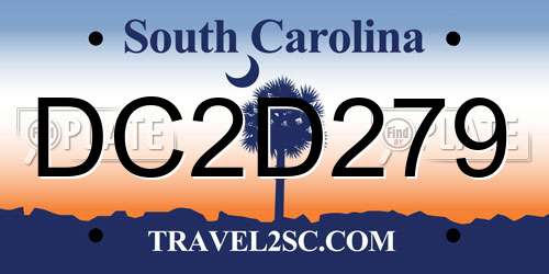 DC2D279 South Carolina License Plate