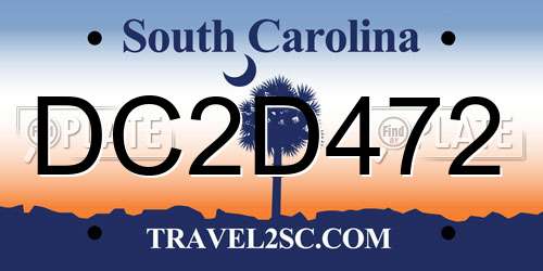 DC2D472 South Carolina License Plate