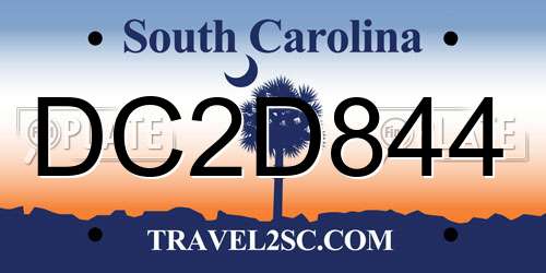 DC2D844 South Carolina License Plate