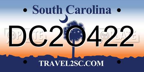 DC2O422 South Carolina License Plate