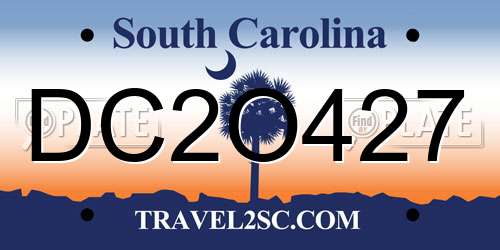DC2O427 South Carolina License Plate