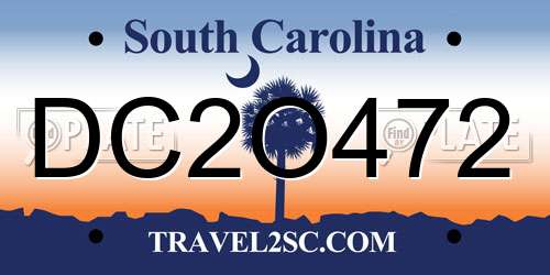 DC2O472 South Carolina License Plate