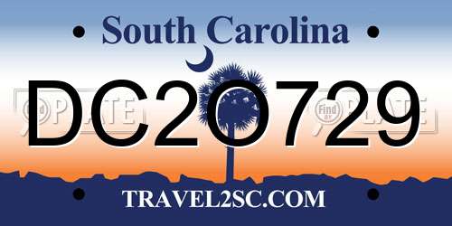 DC2O729 South Carolina License Plate