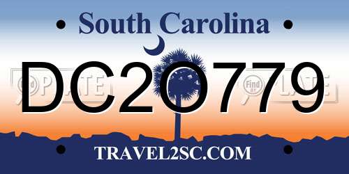 DC2O779 South Carolina License Plate