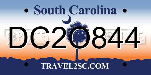DC2O844 South Carolina License Plate