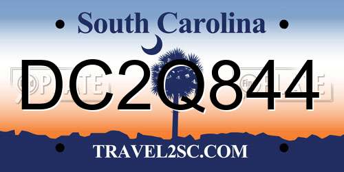 DC2Q844 South Carolina License Plate