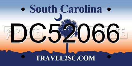 DC52066 South Carolina License Plate
