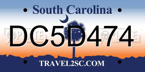 DC5D474 South Carolina License Plate