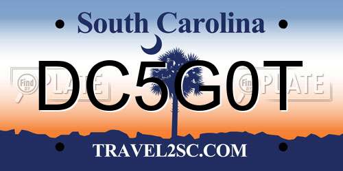 DC5G0T South Carolina License Plate
