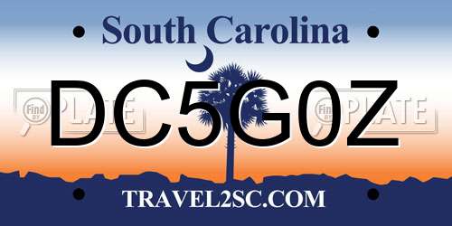 DC5G0Z South Carolina License Plate