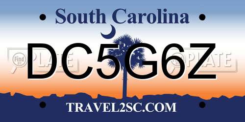 DC5G6Z South Carolina License Plate