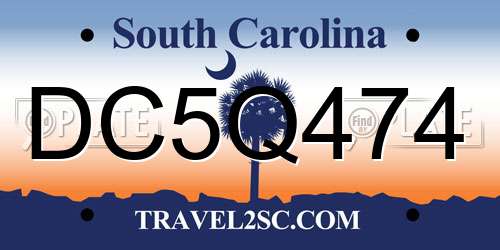 DC5Q474 South Carolina License Plate