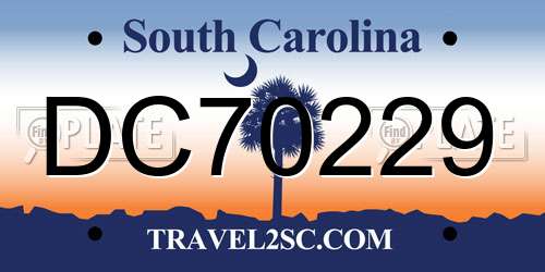 DC70229 South Carolina License Plate