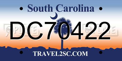 DC70422 South Carolina License Plate