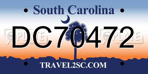 DC70472 South Carolina License Plate