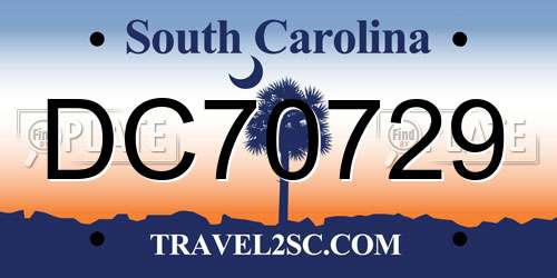 DC70729 South Carolina License Plate
