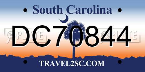 DC70844 South Carolina License Plate