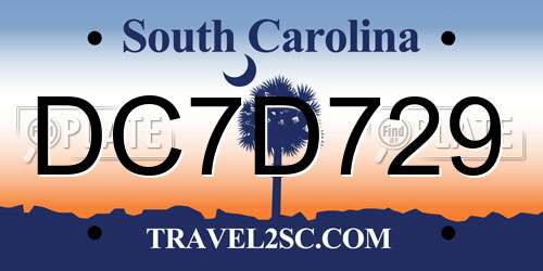 DC7D729 South Carolina License Plate