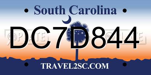 DC7D844 South Carolina License Plate