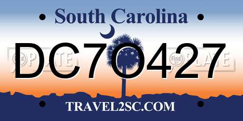 DC7O427 South Carolina License Plate