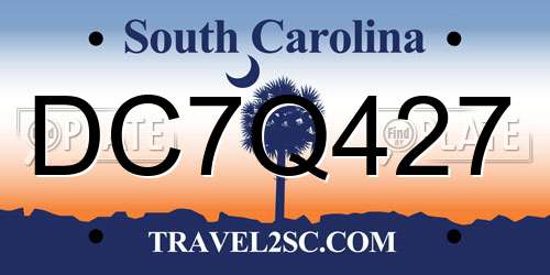 DC7Q427 South Carolina License Plate