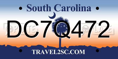 DC7Q472 South Carolina License Plate
