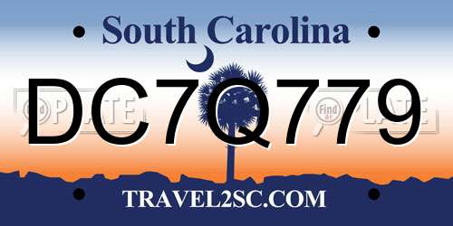 DC7Q779 South Carolina License Plate