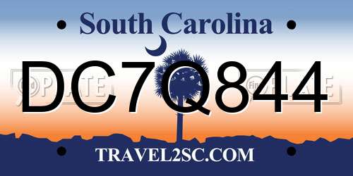 DC7Q844 South Carolina License Plate