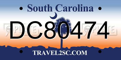 DC80474 South Carolina License Plate