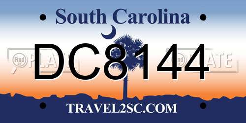 DC8144 South Carolina License Plate