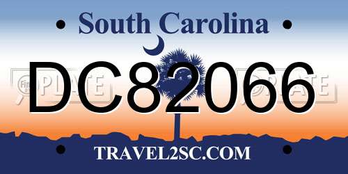 DC82066 South Carolina License Plate