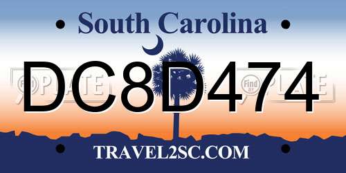 DC8D474 South Carolina License Plate