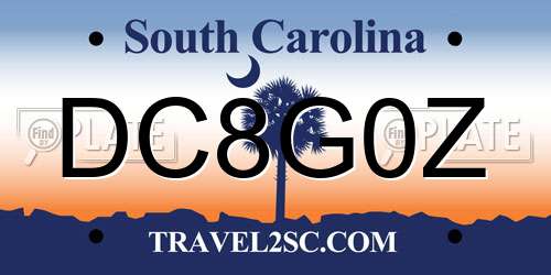 DC8G0Z South Carolina License Plate