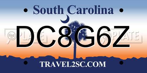 DC8G6Z South Carolina License Plate