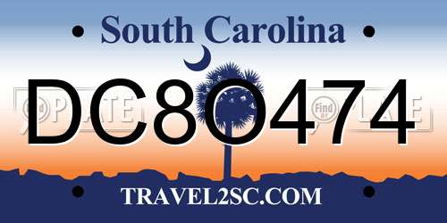 DC8O474 South Carolina License Plate