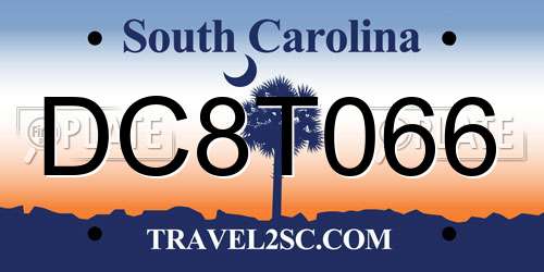 DC8T066 South Carolina License Plate