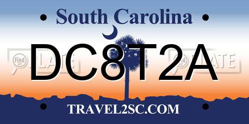 DC8T2A South Carolina License Plate