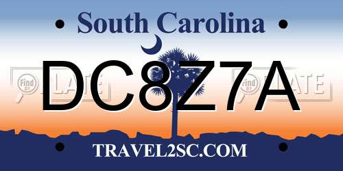 DC8Z7A South Carolina License Plate