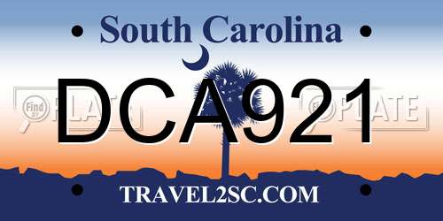 DCA921 South Carolina License Plate